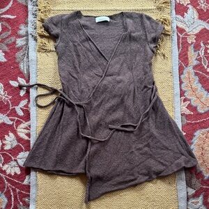 Etsy lambswool wrap dress chocolate brown sweater gorgeous texture women’s S/M